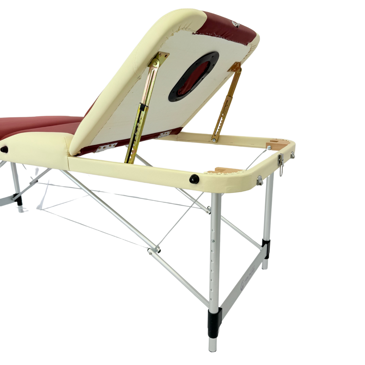 Masă masaj 3 secțiuni metal, 70 cm, spuma 8 cm - Crem/Bordo - imaginea 4