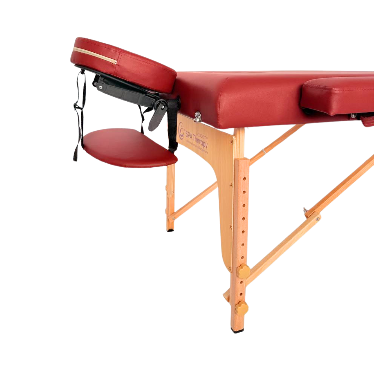 Masă de masaj lemn, 70cm 2 secțiuni (eco piele spumă 8 cm) Bordo,Husă cu roți. - 9