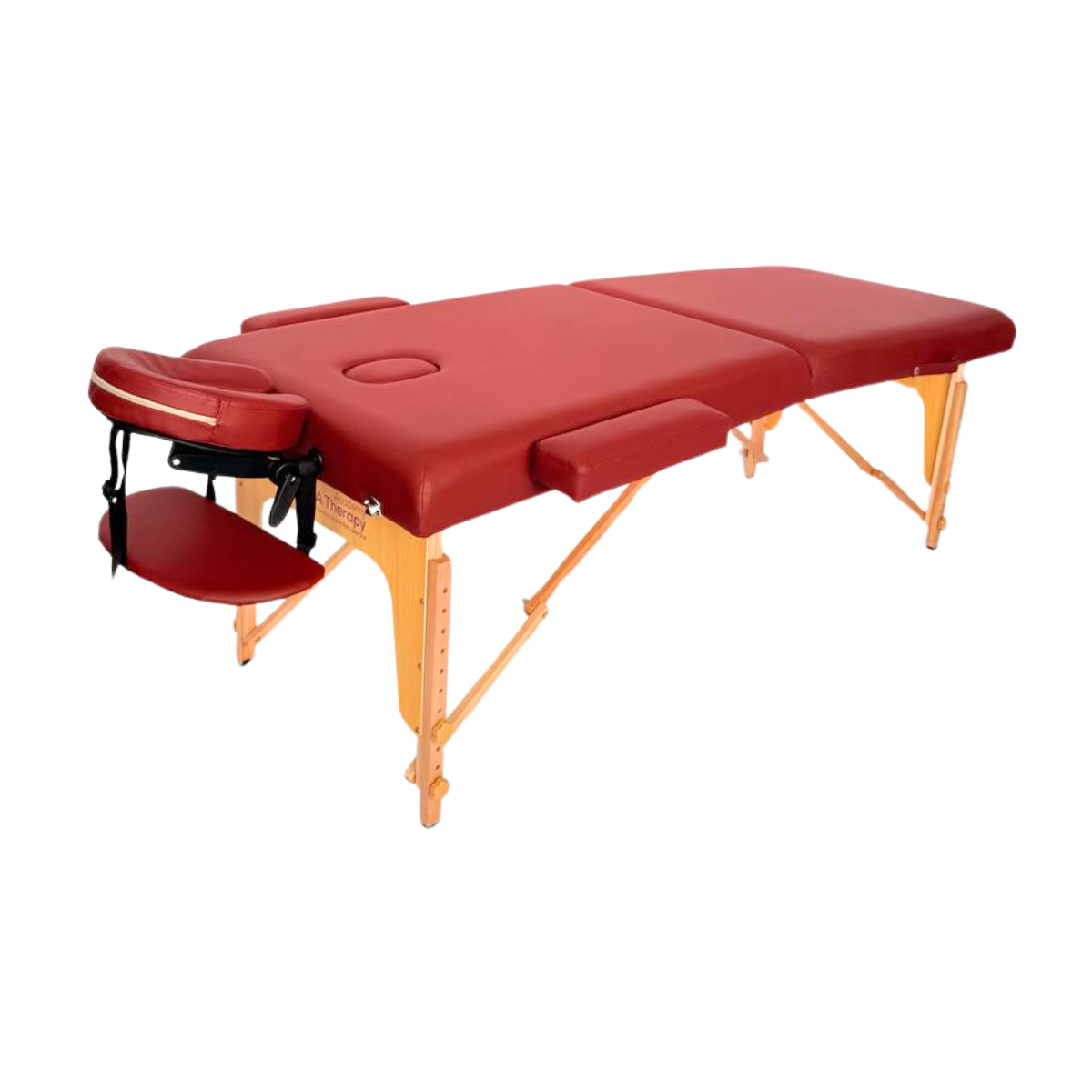 Masă de masaj lemn, 70cm 2 secțiuni (eco piele spumă 8 cm) Bordo,Husă cu roți. - 2