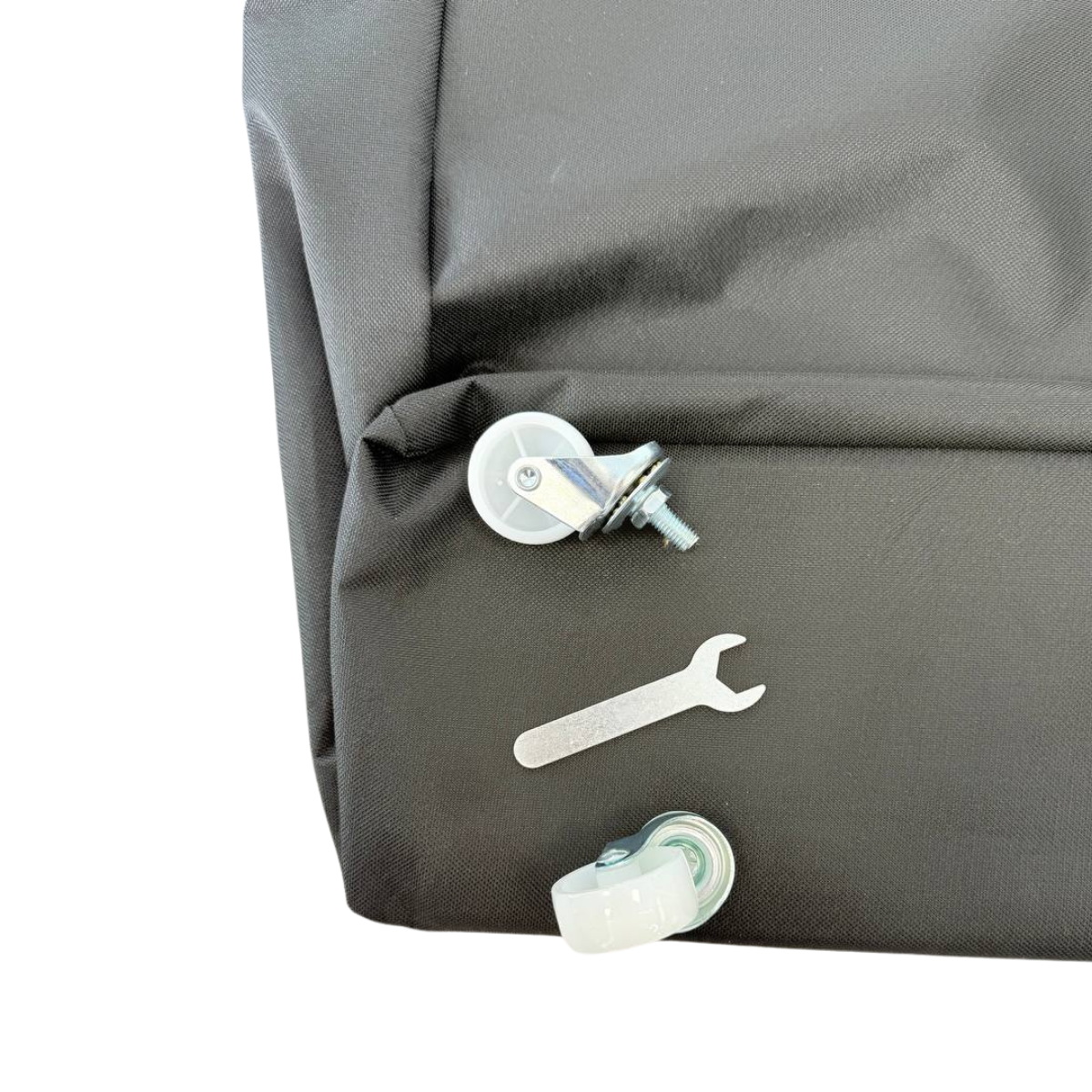 Masă de masaj metal, 65 cm, 3 secțiuni (eco piele, spumă 8 cm) Negru/Albastru,Husă cu roți - imaginea 10
