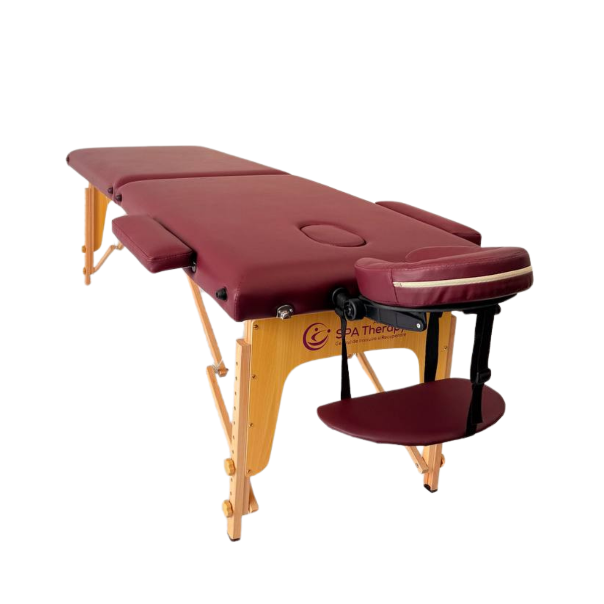 Masă de masaj lemn, 2 secțiuni, Visiniu – 65 cm, spumă 8 cm - 5