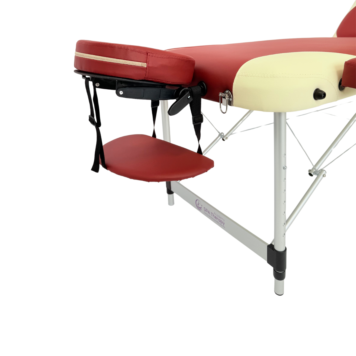 Masă masaj 3 secțiuni metal, 70 cm, spuma 8 cm - Crem/Bordo - imaginea 7