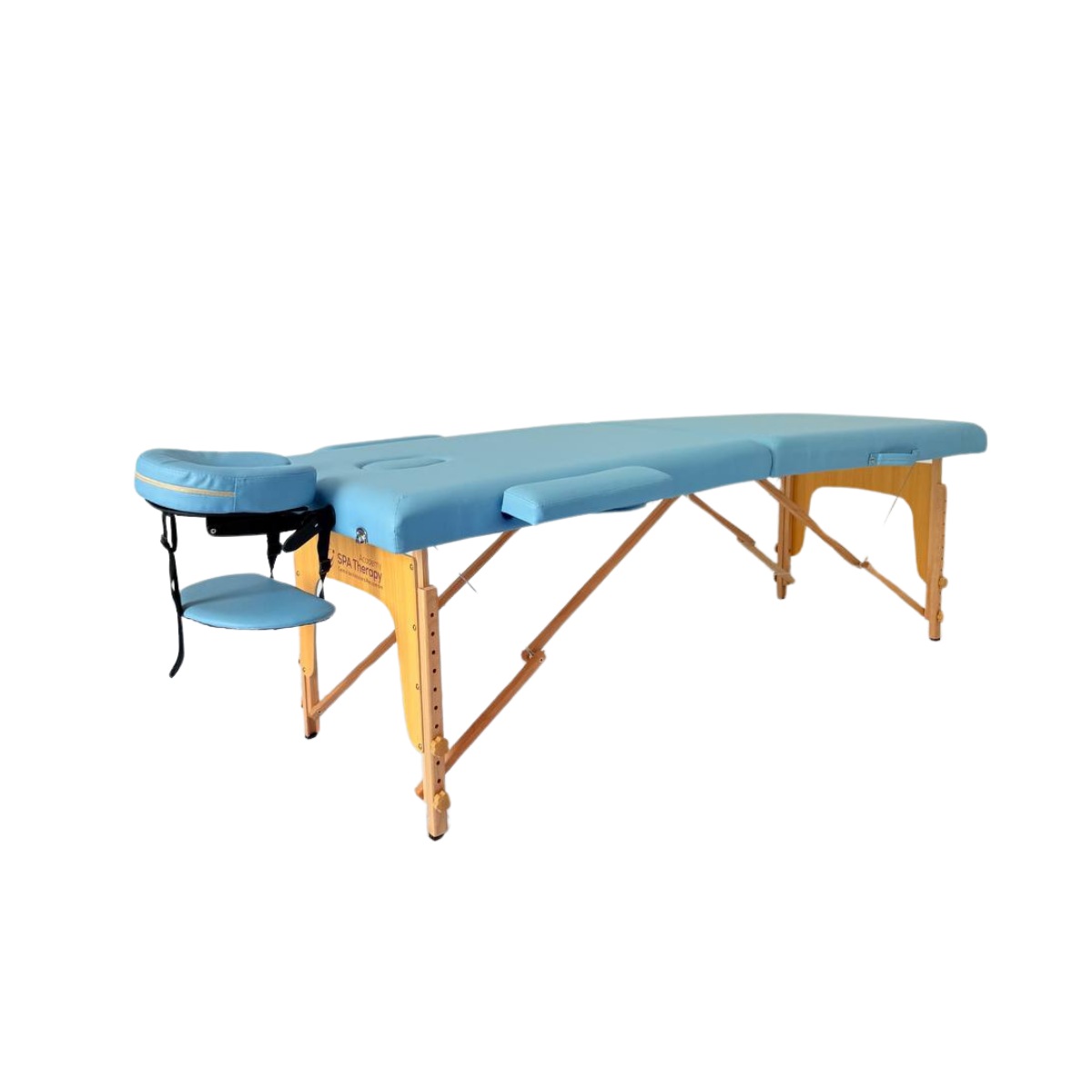 Masă de masaj lemn,65 cm, 2 secțiuni (eco piele, spuma de 8 cm) Albastru,Husa cu roți. - 9