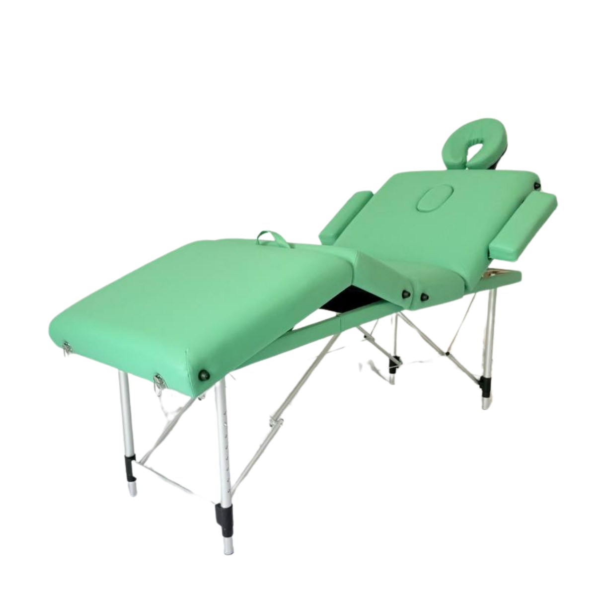 Masă de masaj 4 sectiuni (portabilă/65 cm/metal) Verde