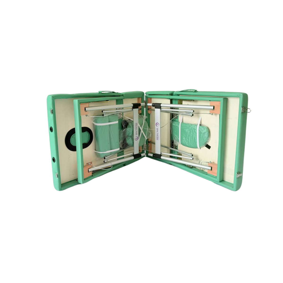 Masă de masaj 4 sectiuni (portabilă/65 cm/metal) Verde - imaginea 4