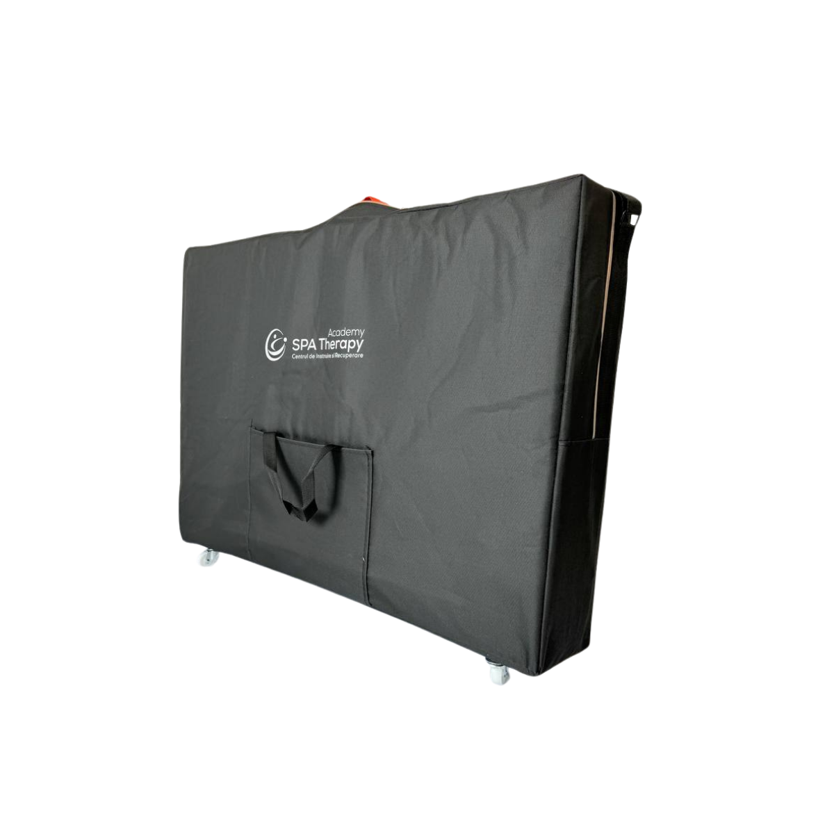 Masă de masaj lemn,65 cm, 2 secțiuni (eco piele, spuma de 8 cm) Albastru,Husa cu roți. - 13