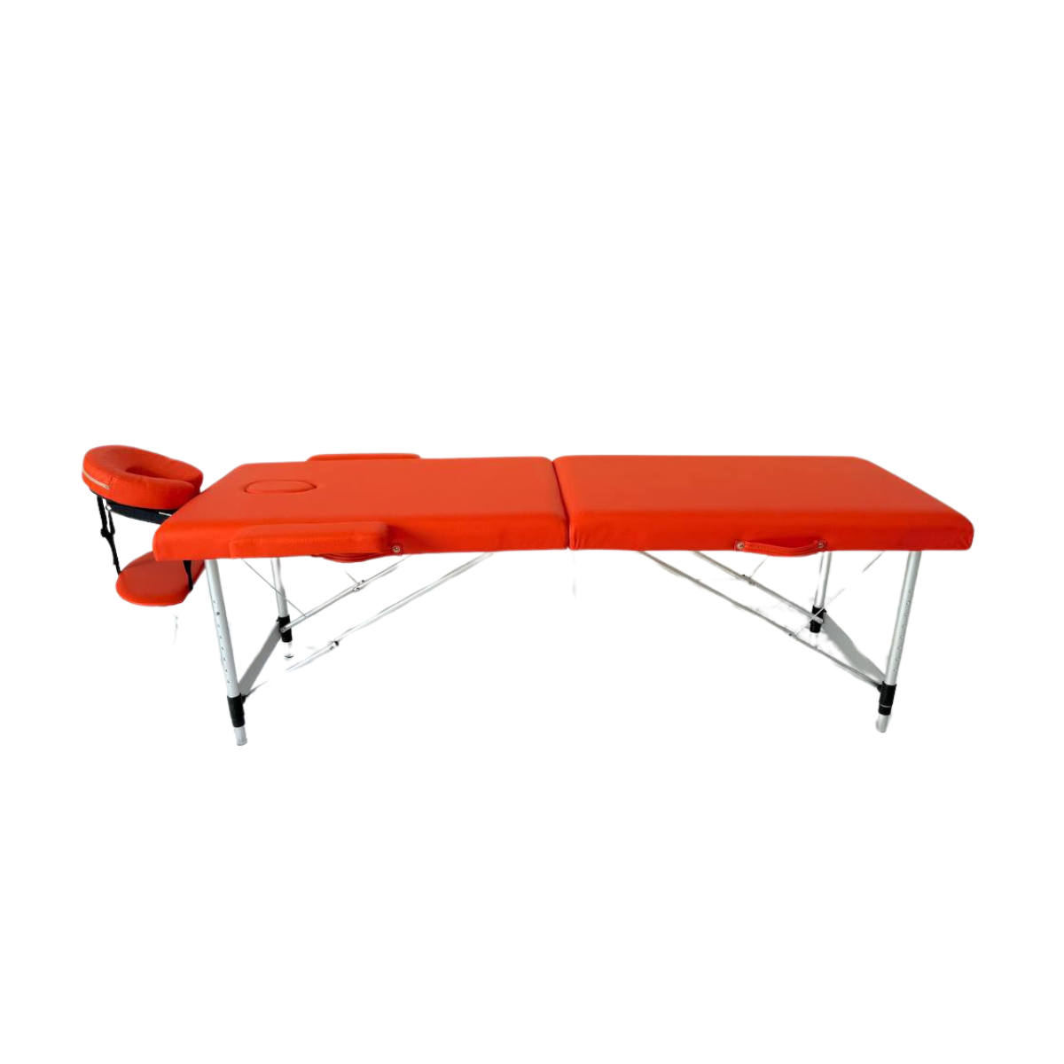Masă de masaj metal, 65 cm, 2 secțiuni  Oranj \ Albastru,husă cu roți. - imaginea 12