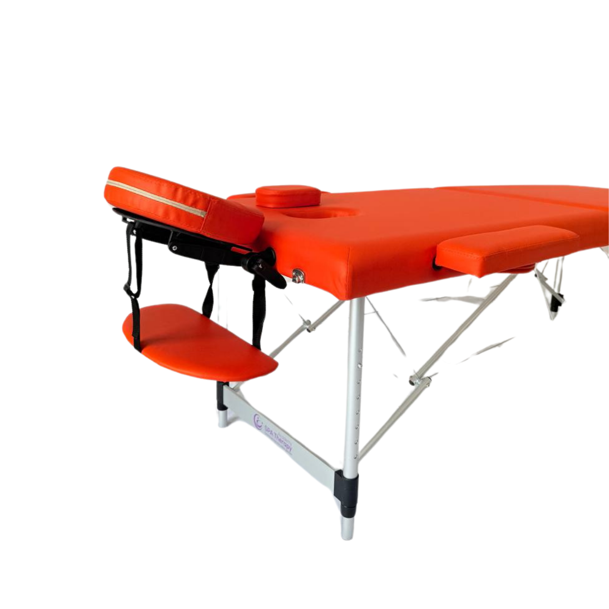 Masă de masaj metal, 65 cm, 2 secțiuni  Oranj \ Albastru,husă cu roți. - imaginea 7