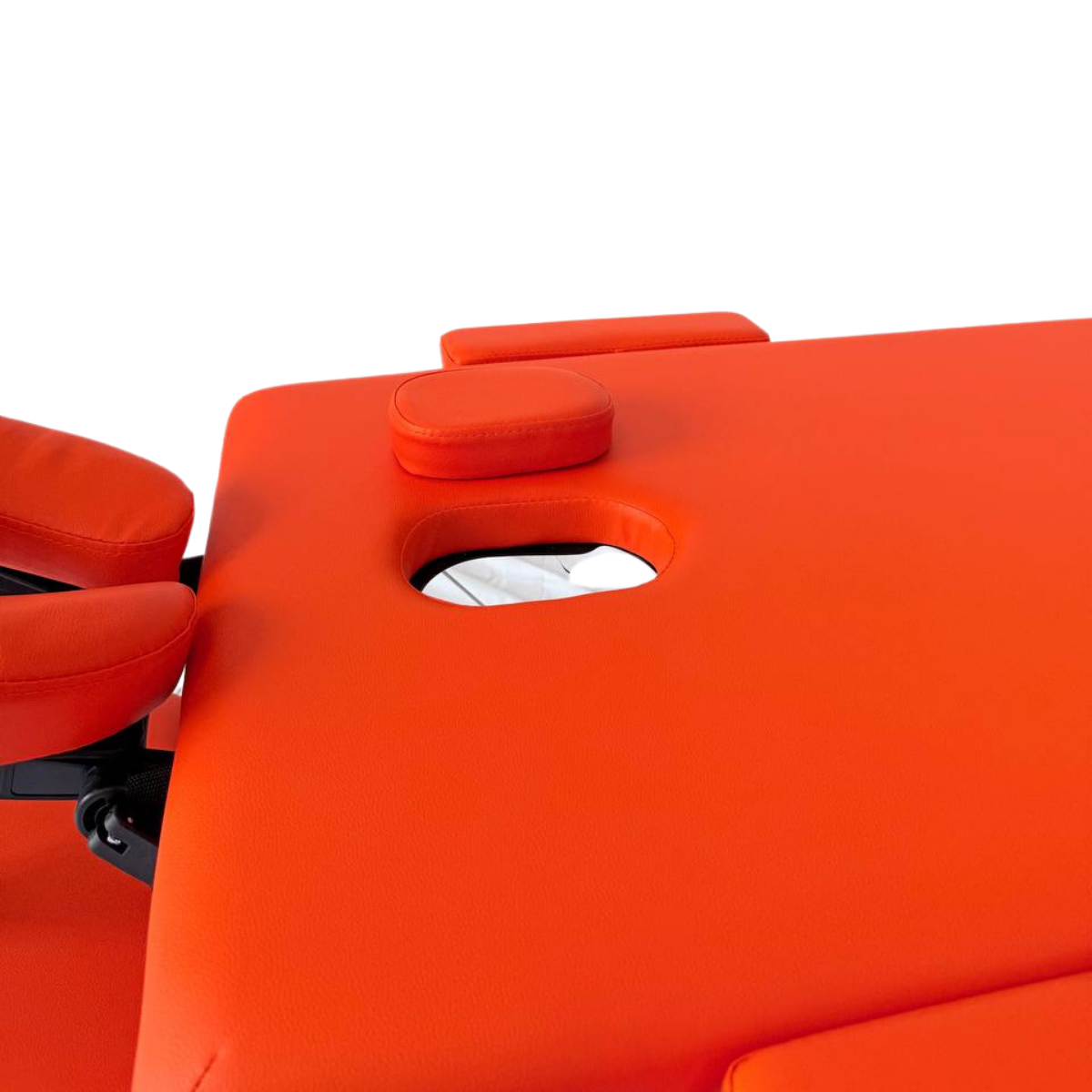 Masă de masaj metal, 65 cm, 2 secțiuni  Oranj \ Albastru,husă cu roți. - imaginea 14