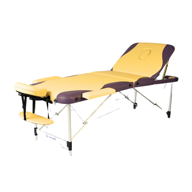 Masă masaj 3 secțiuni metal, 70 cm, spuma 8 cm - Crem/Bordo - imaginea 19