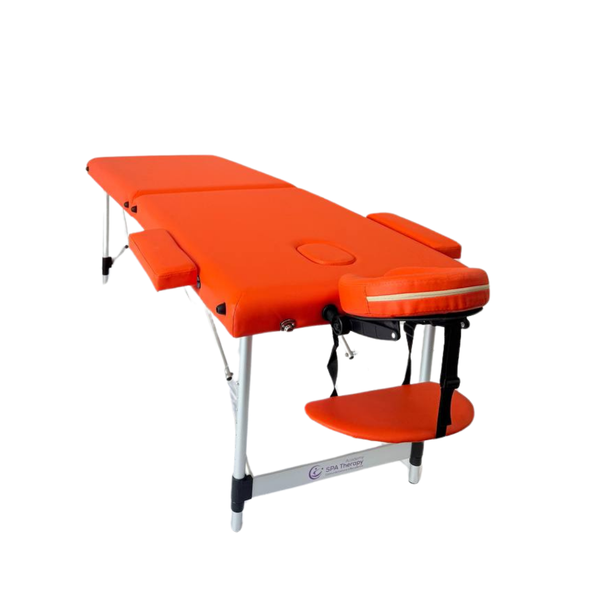 Masă de masaj metal, 65 cm, 2 secțiuni  Oranj \ Albastru,husă cu roți. - imaginea 10