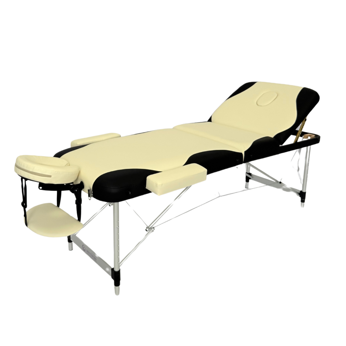 Masă de masaj metal, 65 cm, 3 secțiuni (eco piele, spumă 8 cm) Negru/Albastru,Husă cu roți - imaginea 20