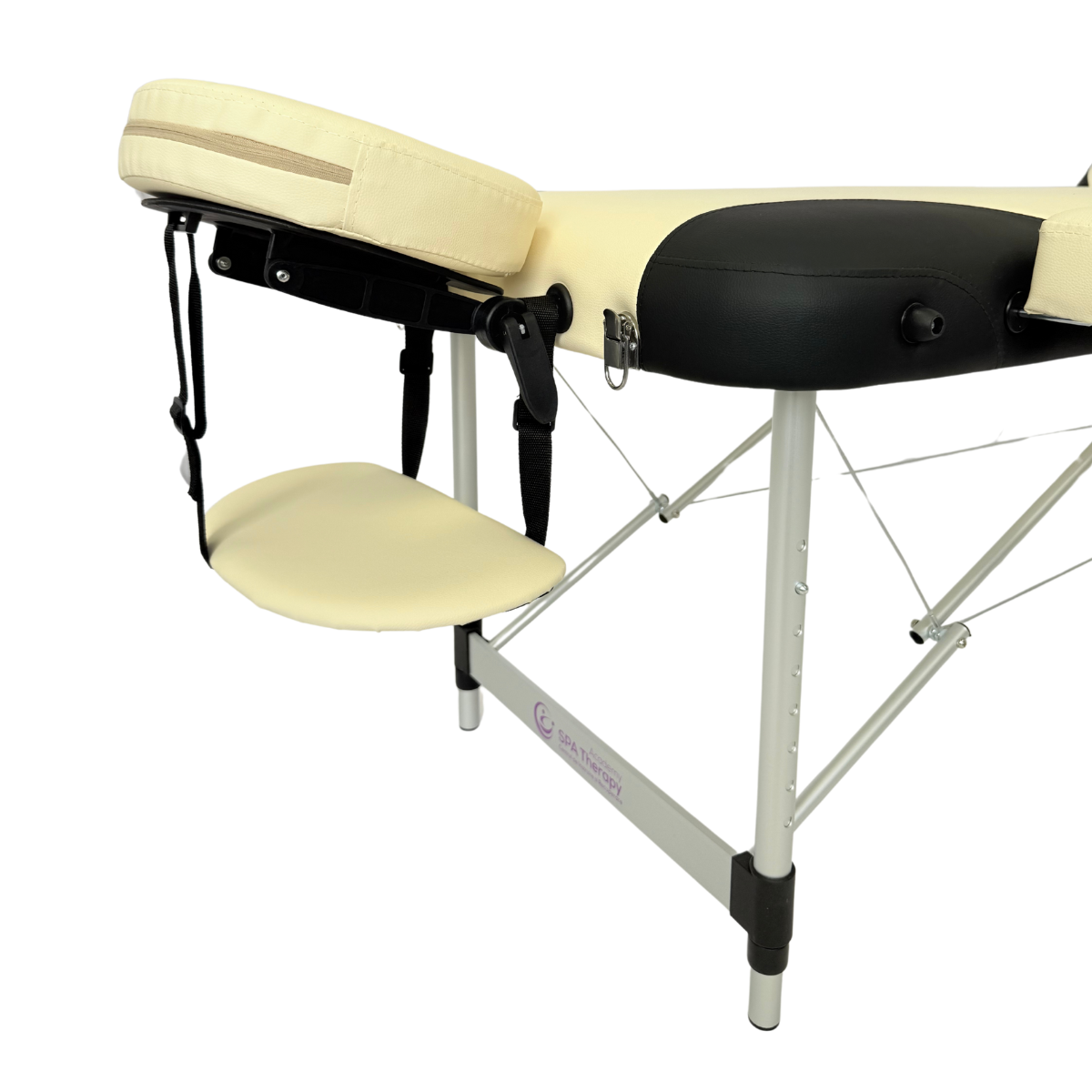 Masă de masaj metal, 65 cm, 3 secțiuni (eco piele, spumă 8 cm) Negru/Albastru,Husă cu roți - imaginea 26
