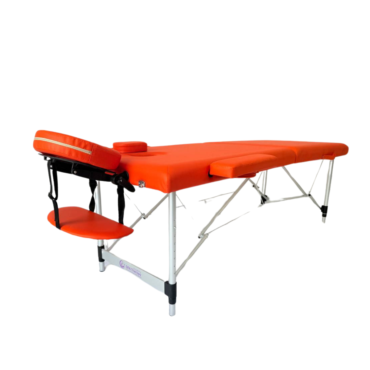 Masă de masaj metal, 65 cm, 2 secțiuni  Oranj \ Albastru,husă cu roți. - imaginea 6
