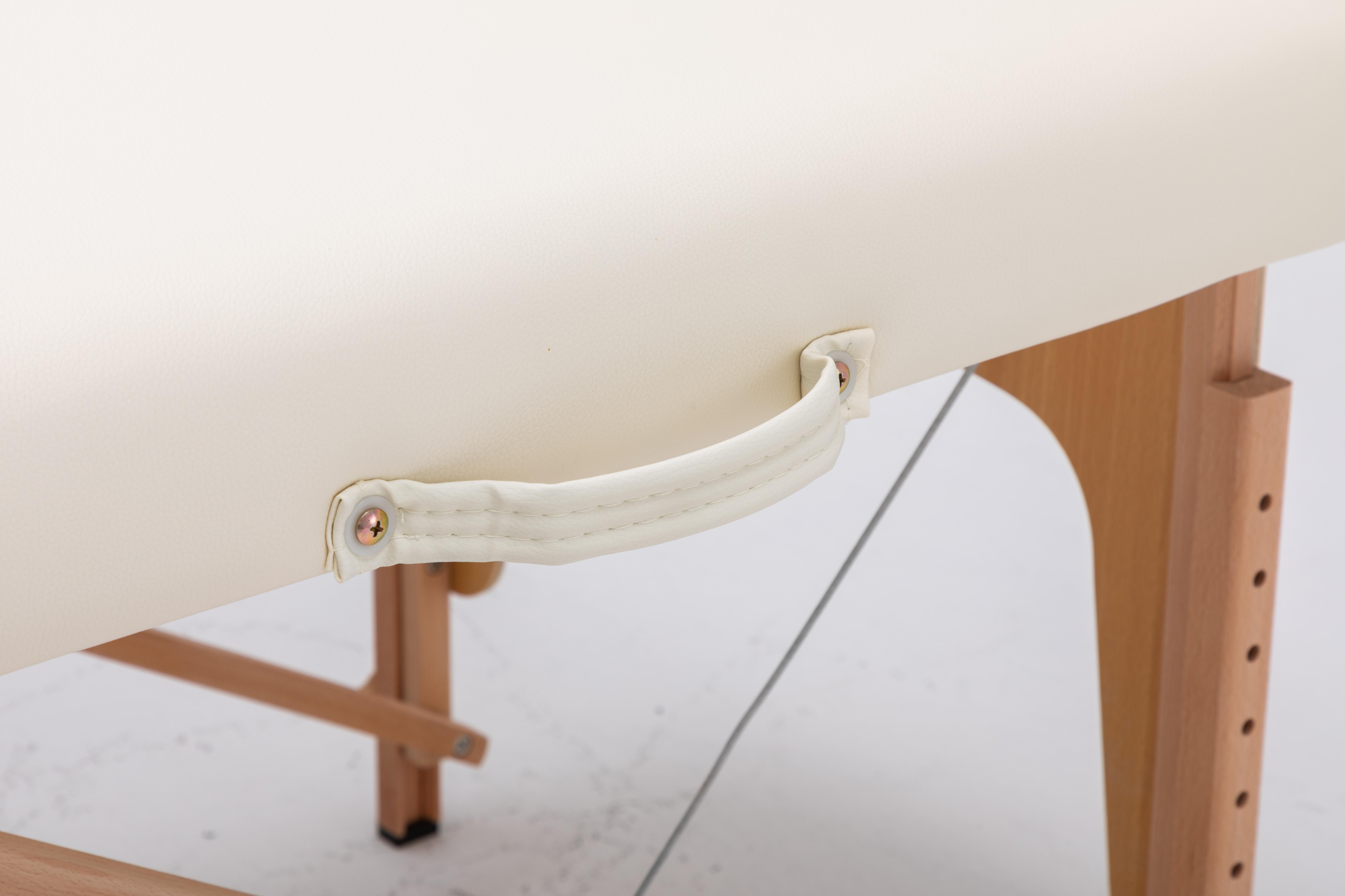 Masă de masaj lemn, 70cm 2 secțiuni Bordo / Crem / Albastru deschis. Husă cu roți. - imaginea 26
