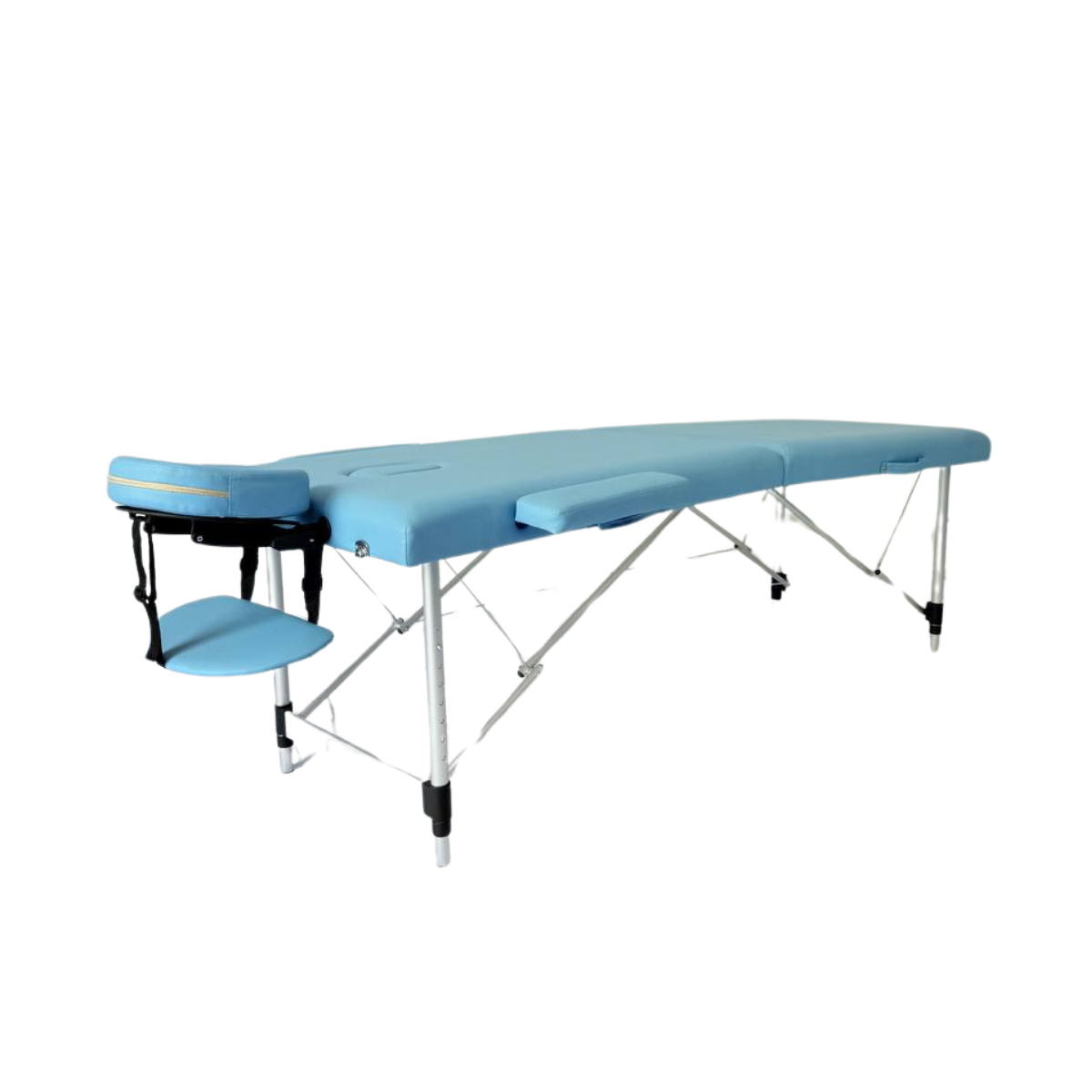 Masă de masaj metal, 65 cm, 2 secțiuni  Oranj \ Albastru,husă cu roți. - imaginea 21