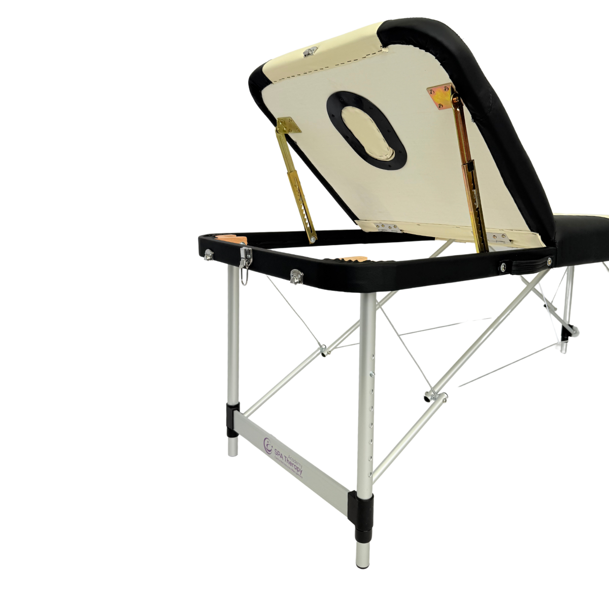 Masă de masaj metal, 65 cm, 3 secțiuni (eco piele, spumă 8 cm) Negru/Albastru,Husă cu roți - imaginea 19