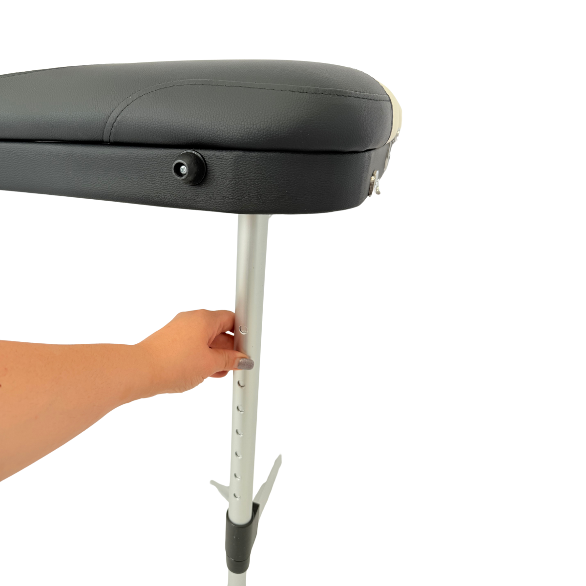Masă de masaj metal, 65 cm, 3 secțiuni (eco piele, spumă 8 cm) Negru/Albastru,Husă cu roți - imaginea 18
