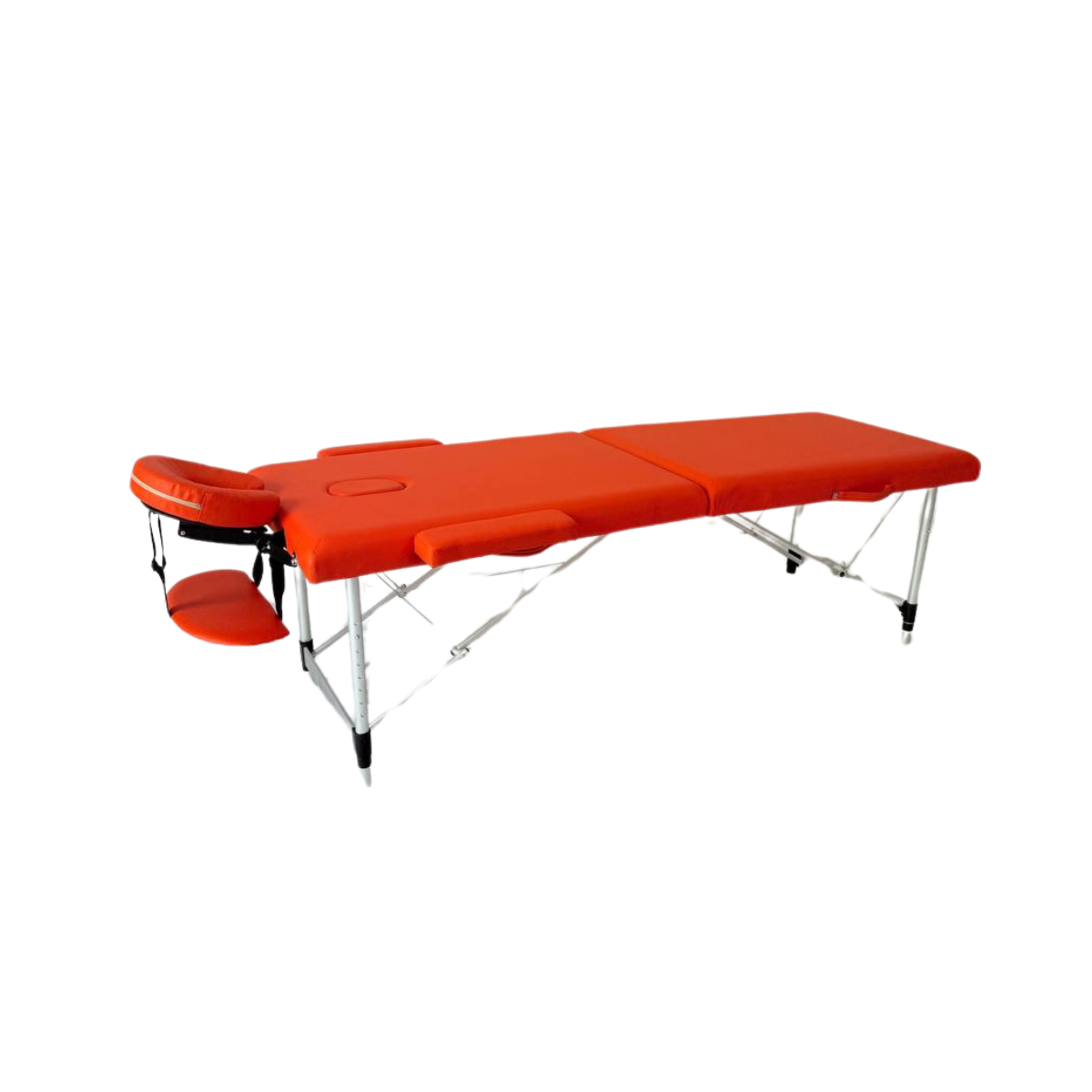 Masă de masaj metal, 65 cm, 2 secțiuni  Oranj \ Albastru,husă cu roți. - imaginea 5