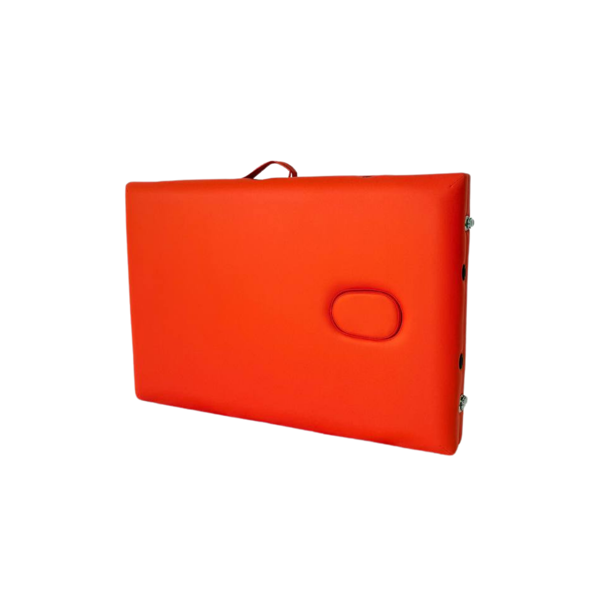 Masă de masaj metal, 65 cm, 2 secțiuni  Oranj \ Albastru,husă cu roți. - imaginea 4