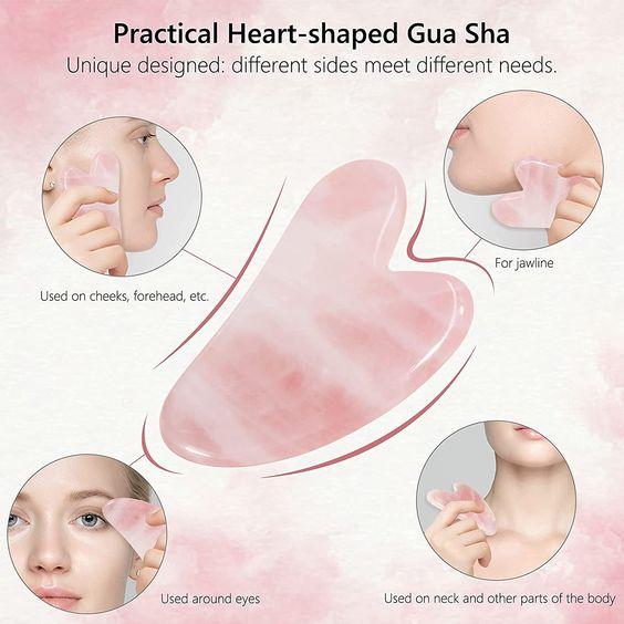 Gua-Sha (Cuarț roz /inima mare) - imaginea 3